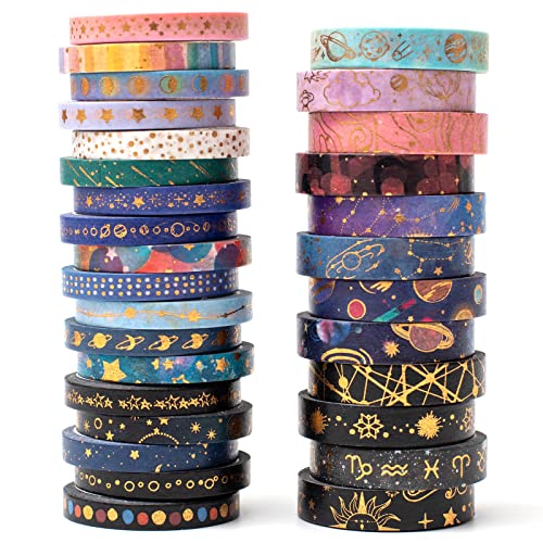 YUBX 30 Rollos Washi Tape Set Estrellada Papel de Oro Cinta Adhes...